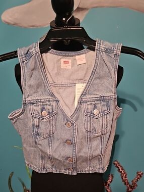 Levi's Light Blue Denim Button-Front Vest